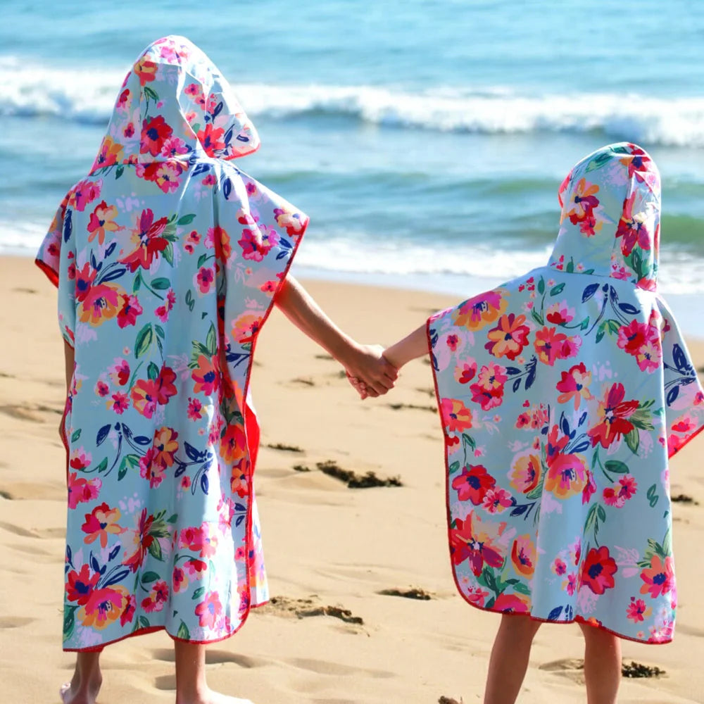 Poncho en microfibre pour enfant – Fleur de printemps
