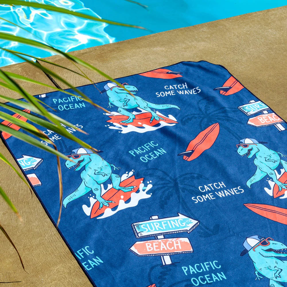 Serviette en microfibre – Dinosaure surfant