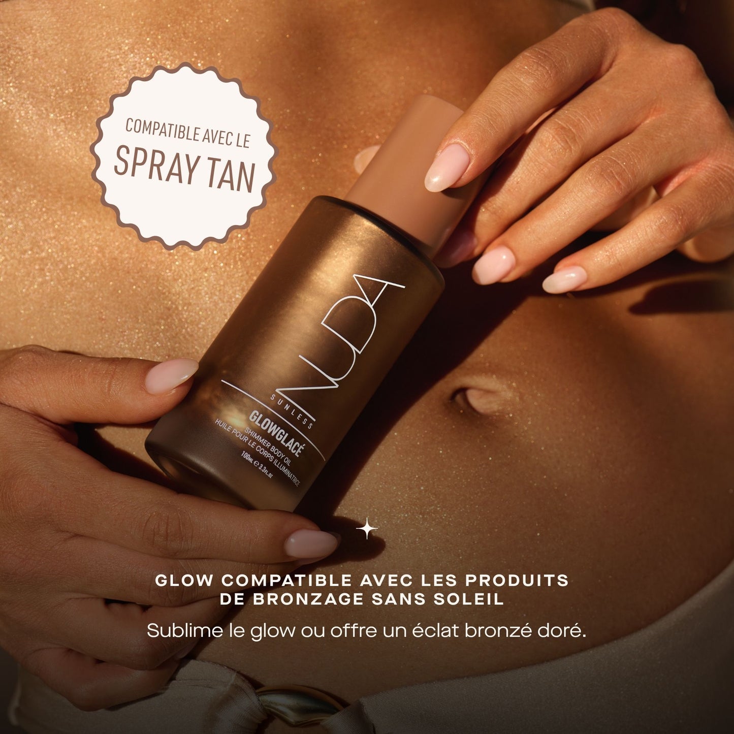 Glow glacé Huile sèche scintillante pour le corp
