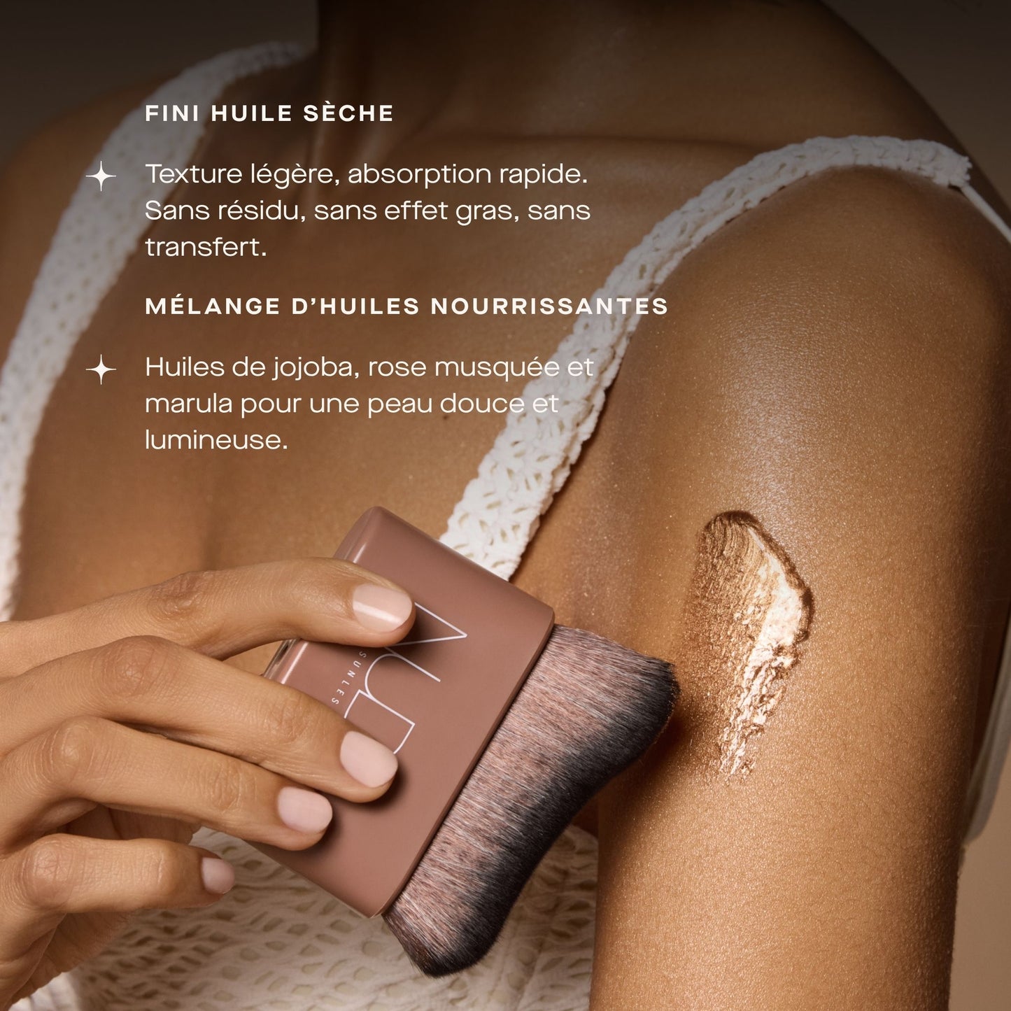 Glow glacé Huile sèche scintillante pour le corp