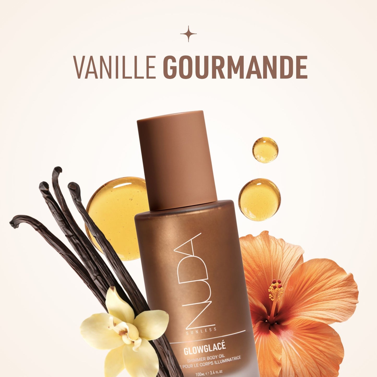 Glow glacé Huile sèche scintillante pour le corp