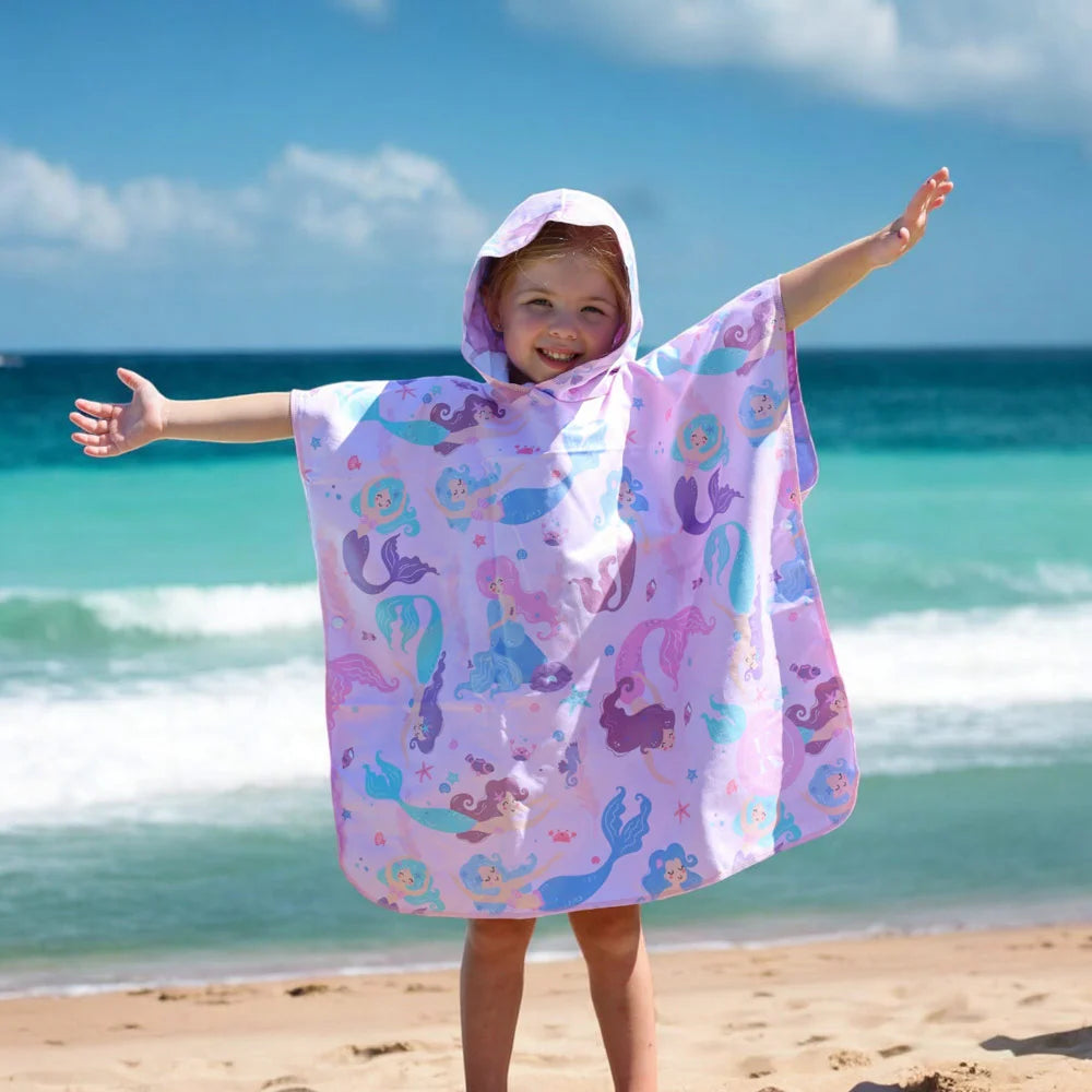 Poncho en microfibre pour enfant – Sirène