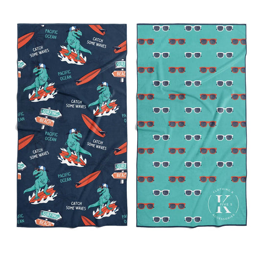 Serviette en microfibre – Dinosaure surfant